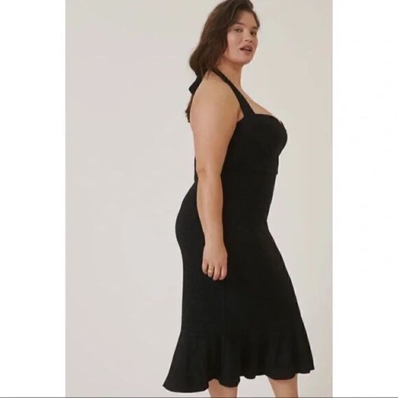 NEW Anthropologie Hutch Black Flirty Halter Corset Ruffle Midi Dress Large - Picture 4 of 9